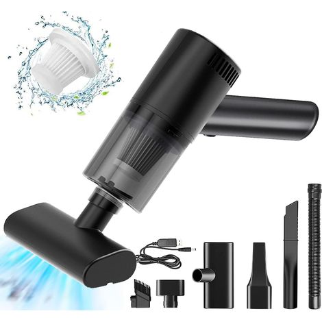 Aspirapolvere portatile, mini aspirapolvere con potente aspirazione da 6000 Pa, ricaricabile tramite USB, aspirapolvere portatile per liquidi e solidi per casa, divano, auto, cucina e animali domestic