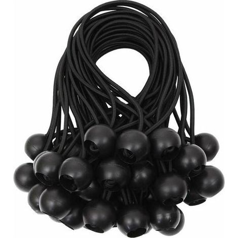 Tendeur de bâche Tendeurs à boule tendeur élastique tendeur en caoutchouc pour bannière, bâche, pavillon, tente, rideaux Harnais d’extension, support de bâche Blanc, 15cm (Noir, 40pcs) (1/5)