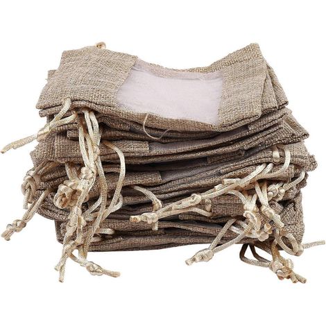 Lot de 30 sachets en organza de lin, pochettes en toile de jute avec cordon de serrage, sacs cadeaux de Noël, sacs pour mariages et fêtes, emballage pour café, bonbons, maquillage et bijoux, 10 x 14 c (1/4)