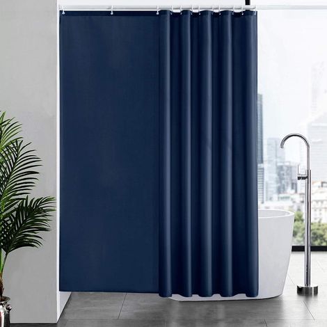 Duschvorhang Textil Überlänge 200x200cm Dunkelblau Anti-Schimmel Waschbar mit 12 Ringen (1/5)