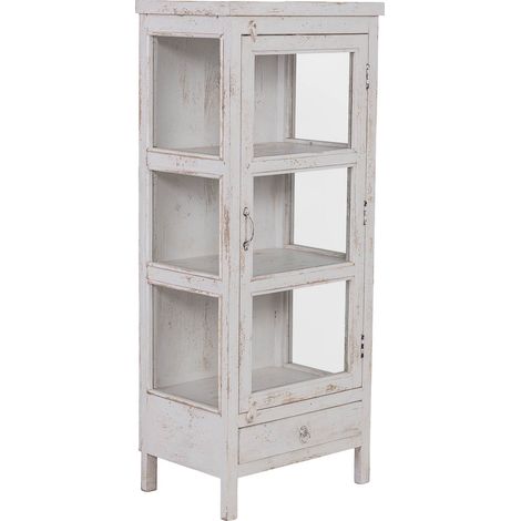 Vitrina de madera artesanal blanca 58x39x140h cm (1/5)