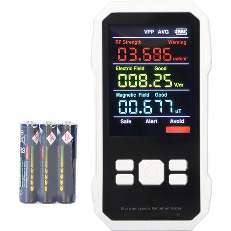 Détecteur numérique de rayonnement haute fréquence blanc, testeur de radiation électromagnétique portable avec batterie, appareil de mesure manuel (1/5)