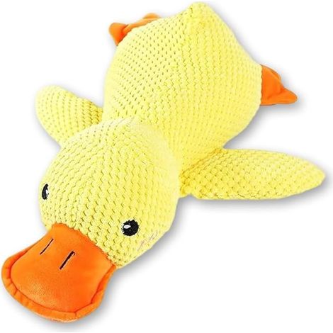 Jouet Anti-Stress Ente pour Chien - Peluche Indestructible pour Petits et Grands Chiens, Doudou Chien avec Design Sécurisé (Jaune) (1/5)