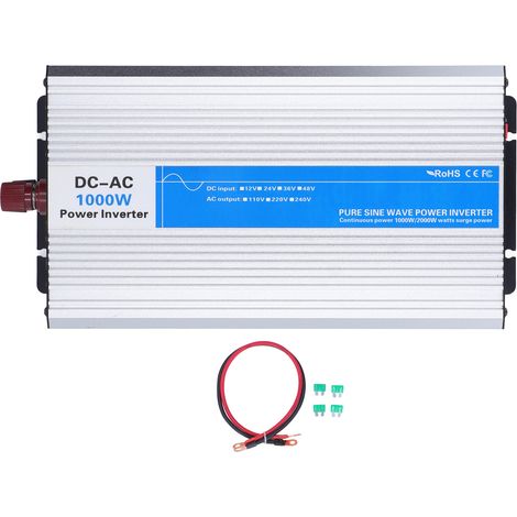 Convertisseur 1000W Pur Sinus 220V AC Entrée 24V DC Onduleur Voiture avec Écran Numérique LED (1/5)