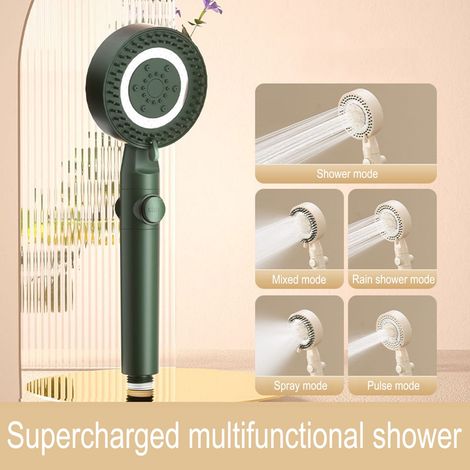 Shower Head - 5-Mode Adjustable Pressure Handheld Spray - For Bathroom Kitchen Cleaning - 25.5 x 8.5 Cm - 1 Unit (1/5)