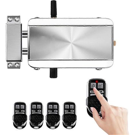 Serrure de porte électronique intelligente télécommandée, serrure de porte antivol électronique cachée, avec 5 télécommandes (1/5)