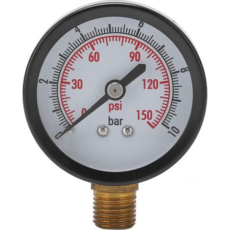 Jauge de Pression, Manomètre Mécanique Filetage G1/4 Pouces 0-150 Psi/10 Bar Diamètre Cadran Montage Inférieur Eau Air Huile Gaz Manomètre (1/5)