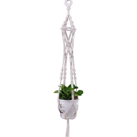 Makramee-Pflanzenampel mit Quasten, gewebter dekorativer Blumentopfhalter, Hängekorb für drinnen und draußen, handgefertigt aus Baumwollseil, Dekoration für Haus und Garten (1/5)