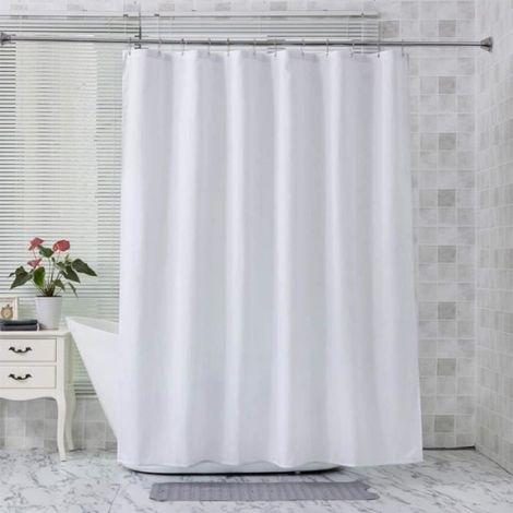Rideau De Douche - 200x200 cm - Imperméable - Anti-moisissure - Polyester Blanc - Avec Crochets - 1 Pièce (1/3)