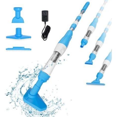 3 en 1 Aspirateur de Piscine sans Fil, Nettoyeur de Piscine à Batterie Rechargeable avec Fonction de brossage et d'essuyage, Aspirateur à Main Électrique pour Piscine, Spa, Jaccuzi, Bleu (1/5)