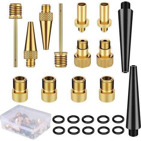 MINKUROW Fahrradventiladapter Ventiladapter Fahrradventiladapter-Kit Reines Kupfer Av Dv Sv Fahrradventiladapter Mit Dichtungsring Fahrradventilzubehör Bodenventil Pneumatische Ballpumpe (1/5)