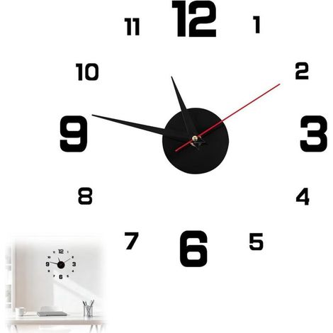 Reloj de pared 3D grande para armar uno mismo, con números adhesivos, mecanismo silencioso, fácil instalación, reloj decorativo moderno para sala de estar, dormitorio, cocina y oficina, regalo ideal p (1/5)