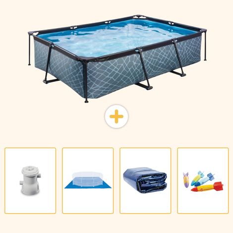 Exit-toys Piscine Exit Rectangulaire - Effet Pierre - 300x200x65 cm - 5-pièces S220 (1/5)