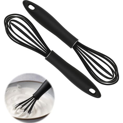 (2 Stück) Lebensmittelechter Silikon-Schneebesen mit komfortablem, ergonomischem Griff, leichter und langlebiger Edelstahl-Schneebesen zum Mischen und Emulgieren (1/5)