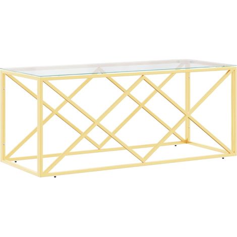 Maison Exclusive - Tavolino da Salotto 110x45x45 cm in Acciaio Inox e Vetro (1/5)
