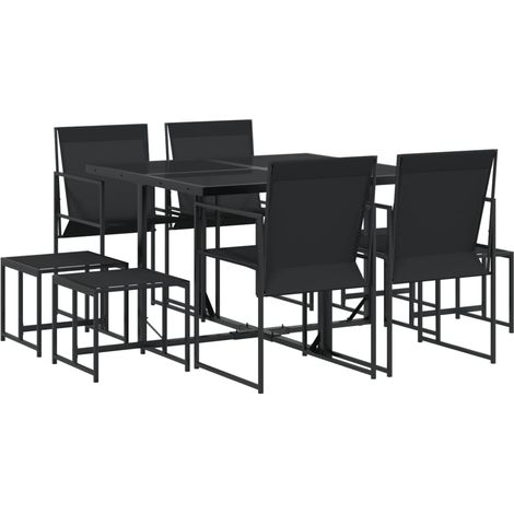 Maison Exclusive - 9-tlg. Garten-Essgruppe Schwarz Textilene