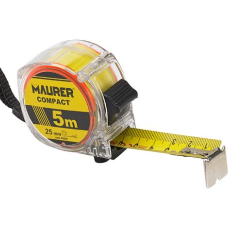 FLESSOMETRO MAURER 8MT 25MM IN ABS TRASPARENTE