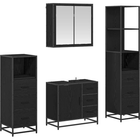 Maison Exclusive - Badezimmermöbel-Set 4 pcs Schwarz Eichen-Optik