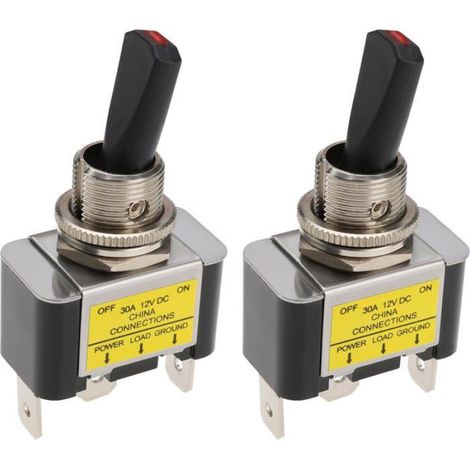 2Pcs 12V 30A 3 Broches Interrupteur à Bascule avec Pointe LED Rouge Lumière de Tableau de Bord de Voiture (1/4)