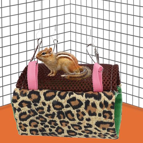Hamac suspendu double couche en flanelle douce verte pour hamster, écureuil, chinchilla et autres petits animaux (planeur de sucre, écureuil, chinchilla). (1/5)