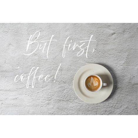 Papier peint First Coffee 3,75 m x 2,50 m Papier peint Café en gris, blanc colle incluse DD129609 (1/3)