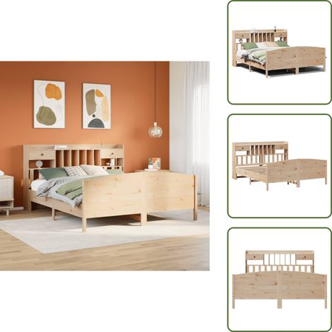 Letto con materasso - vidaXL Letto Libreria senza Materasso 180x200 cm in Legno di Pino - Letto con base a doghe