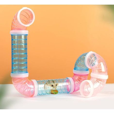 Tunnel de jeu pour hamster - Assortiment de tubes transparents pour cage à hamster et accessoires, M (1/4)
