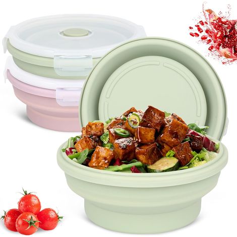2er Silikon Faltbare Brotdose 550ml Lunchbox Mit Deckel (1/5)