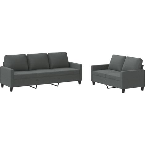 Maison Exclusive - Set di Divani 2 pz con Cuscini Grigio Scuro in Tessuto