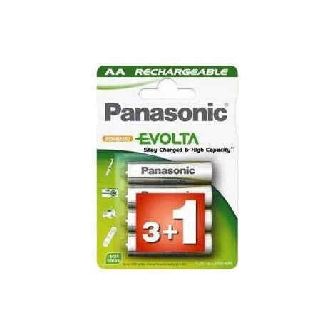 Panasonic Batterie Ricaricabili AA Alkaline 1900mAh - Set 4 Pezzi