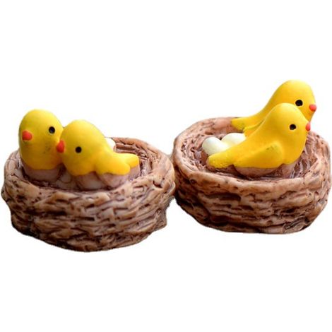Ruluti Nid Statue Mini Oriole Résine Artisanat Miniature Dessin Animé Animal DIY Paysage Fée Jardin Décoration 2 pcs (1/5)