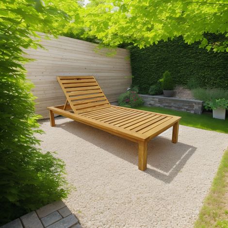 Bain de soleil 200x85x35 cm en teck naturel (1/2)