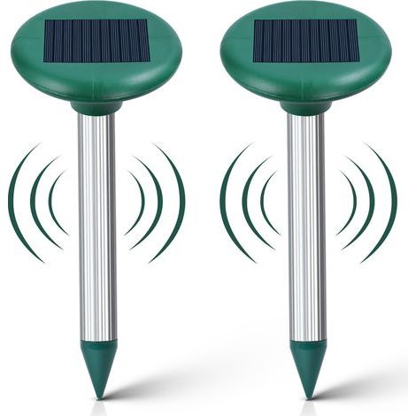 Set of 2 Solar Mole Repellents - Ultrasonic Mole Repellent - Intelligent Solar Mole Repellent Combines Sounds and Vibrations Anti-Mole Rats (1/5)