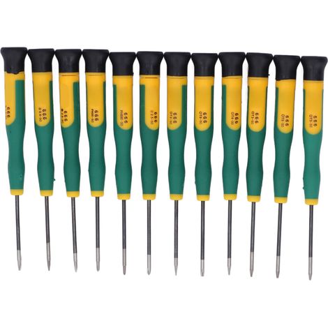 Kit de 12 Tournevis Poignée Silicone Acier Allié Vanadium Haute Résistance pour Réparation Téléphone Appareil Photo (1/5)