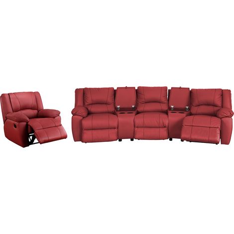 Divano relax 3+1 posti in cuoio Rosso - AROMA (1/4)