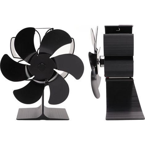 Ventilateur de poêle à combustion, 6 pales, pour cheminée, haute température, économe en énergie, noir