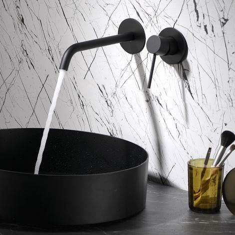 Imex -  Grifo Monomando Lavabo Empotrado Negro Serie  Milos Stick (1/2)