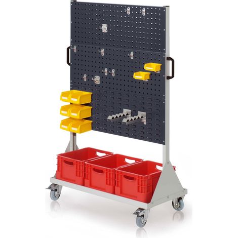 Kappes RasterMobil® mobiler Arbeitsplatzschrank Größe 4 1580x1000x500mm 4 Lochplatten 2 Schlitzplatten 31-teilig anthrazitgrau