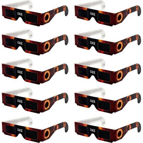 Lot de 10 paires de lunettes pour l'observation des éclipses solaires — Adaptées à l'observation des éclipses totales ou partielles — Lunettes d'observation solaire en carton