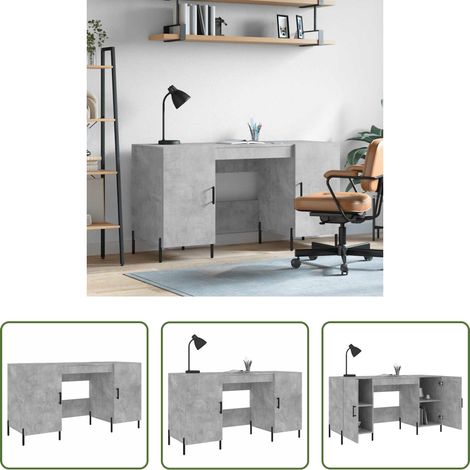 Schreibtisch Betonfarbe - Schreibtisch Betongrau 140x50x75 cm Holzwerkstoff (1/5)