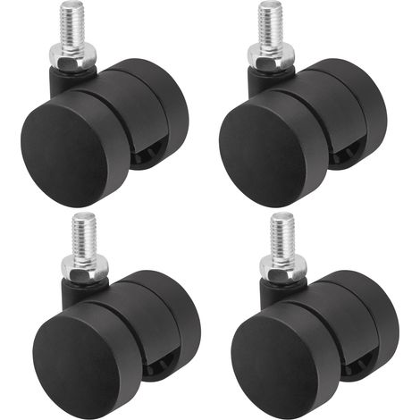 4er Set SO-TECH Möbelrolle AACHEN mit M8 x 15 mm Gewinde (Ø 35 mm, 40 kg Traglast / Rolle, 360 Grad drehbar, schwarz) (1/5)