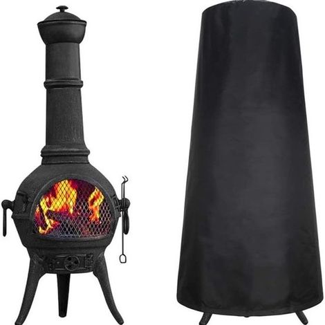 Tapa impermeable para chimenea. Apta para chimenea de jardín. Tapa impermeable. Apta para estufa de jardín. Tapa. Apta par，122 x 21 x 61 cm，negra (1/2)