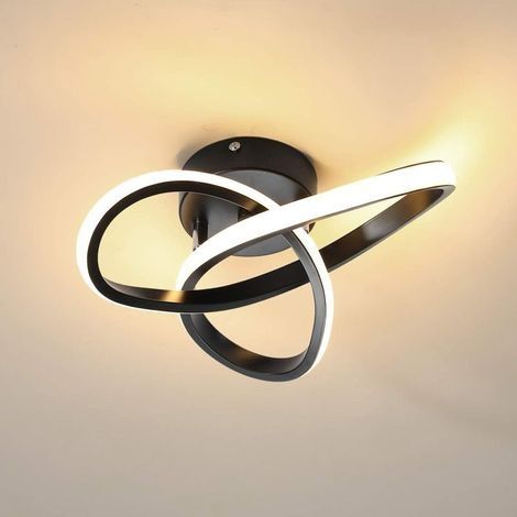 Plafonnier LED Moderne, Plafonnier à géométrie Ronde, lustre Chic 3000K pour couloir, salon, chambre à coucher 18W 24CM-Noir (1/4)