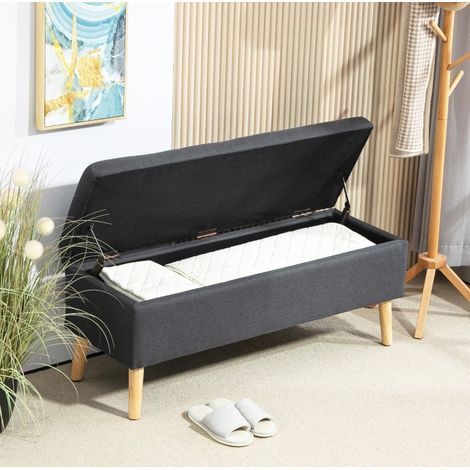 Gepolsterte Aufbewahrungsbank 110 x 39 x 45 cm, aufklappbare Sitzfläche, dunkelgrau HAVRYA (1/5)