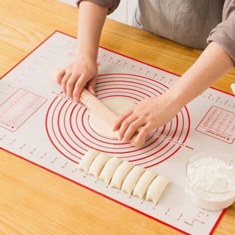 Grand tapis de patisserie en silicone extra épais antiadhésif avec tapis de mesure pour fondant, tapis de comptoir, tapis de pate à rouler, doublure de four, tapis de crote à tarte (16''(W)24''(L))