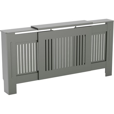 Chelsea Radiator Cover MDF Modern Cabinet Slatted Grill, Grey, Adjustable