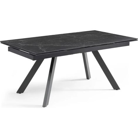 Table extensible 180/260 cm céramique noir marbré pieds inclinés - INDIANA 08 (1/5)