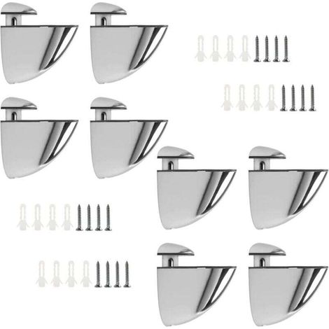 Support D'étagère en Verre Réglable, 8 Pièces Support Etagere Verre, Pince Verre Réglables en Alliage de Zinc pour Étagère en Bois/Verre de 3 à 14 mm Épaisseur (1/5)