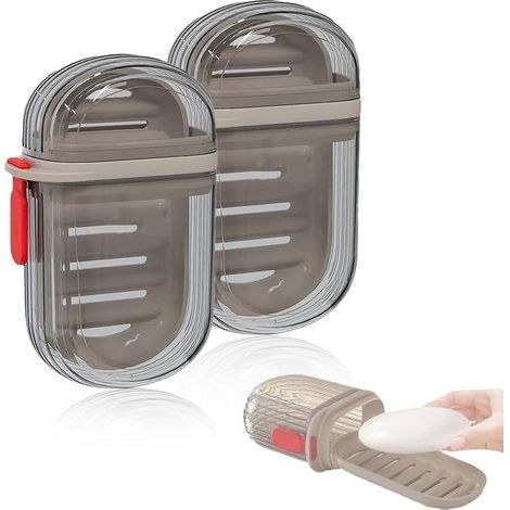 Confezione da 2 portaspugne impermeabili con scolapiatti - Adatto per casa, bagno, viaggi, campeggio e esterni (1/5)