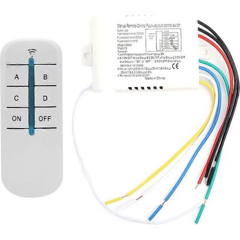 Interrupteur marche/arrêt à 4 positions, 220 V, récepteur, émetteur et télécommande pour éclairage mural sans fil numérique